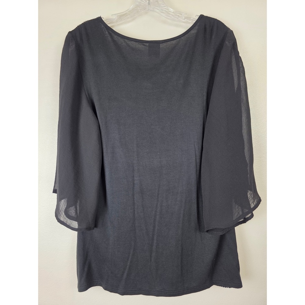 Sequin Front Black Women's Party Top - Elegant Evening Blouse - Picture 4 of 12
